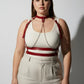 Plus Size Red Leather Body Harness with Chain Detail by HarnessClub
