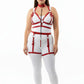 Plus Size Red Chain-Link Garter Harness Set by HarnessClub, vegan leather