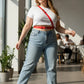 Plus Size Red Classic Buckle Leather Belt by HarnessClub