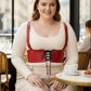 Plus-Size red corset harness by HarnessClub with lace-up front vegan leather