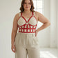 Plus-size red leather corset-style body accessory by HarnessClub