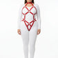 Plus Size red diamond lattice torso cage harness in vegan leather by HarnessClub