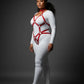 Plus Size Red Diamond Lattice Torso Cage Harness by HarnessClub in vegan leather
