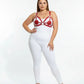 Plus-size red disc O-ring leather chest harness by HarnessClub; vegan leather