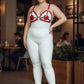 Plus-size red disc O-ring vegan leather chest harness by HarnessClub
