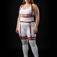 Plus Size Red Dual-Band Bralette & Garter Thigh Harness Set with vegan leather straps