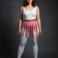 Plus-size red eyelet belt strap-fringe harness skirt, HarnessClub vegan leather body accessory