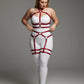 Plus Size Red Full-Body Garter Harness by HarnessClub in vegan leather