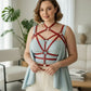 Plus Size Red Geometric Star Cage Harness by HarnessClub, vegan leather body accessory