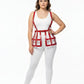 Plus Size red grid cage waist cincher by HarnessClub, vegan leather body harness