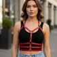 HarnessClub plus-size red vegan leather halter V-cross multi-band body harness