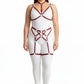 Plus Size Red Multi-Ring Garter Full Body Harness Set by HarnessClub, red vegan leather