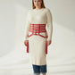 Plus-size red multi-strap corset belt with tassels, vegan leather waist accessory by HarnessClub