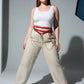 HarnessClub red vegan leather multi-strap eyelet hip harness with chain and O-ring