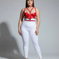 Plus Size Red O-Ring Multi-Strap Faux Leather Chest Harness with metal ring