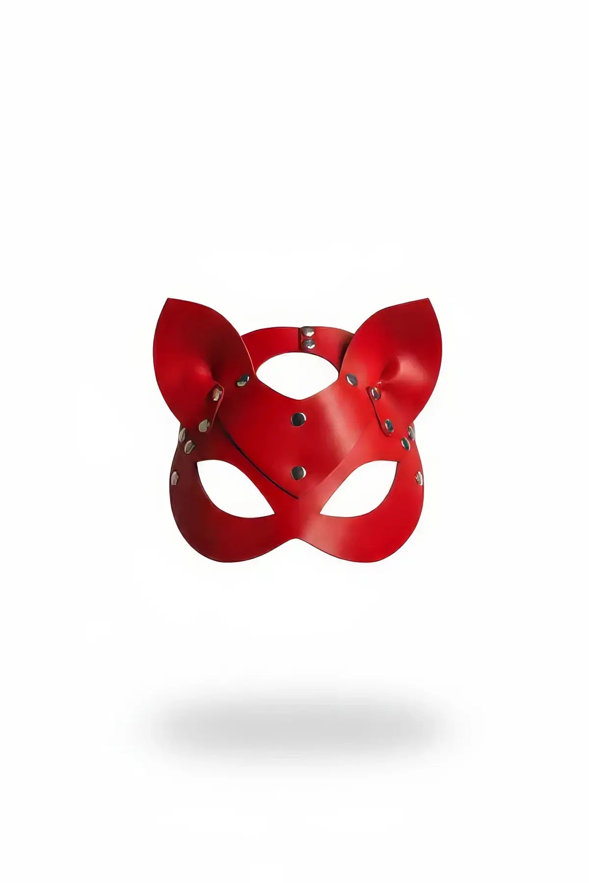 HarnessClub Plus Size Red Cat-Ear Mask in vegan leather