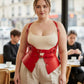 Plus Size Red Shoulder Strap Harness Vest by HarnessClub, vegan leather waist cincher with double buckles
