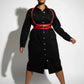 Plus Size Red Shoulder-Strap Wrap Waist Harness by HarnessClub in vegan leather