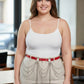 Plus Size Red Slim Belt with Cascading Silver Chains by HarnessClub, vegan leather.