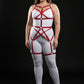 Plus Size Red Star-Web Cage Full Body Harness by HarnessClub in vegan leather