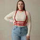 Plus Size Red Strappy Body Harness by HarnessClub with vegan leather choker and multi-buckle straps.