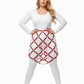 Plus Size Red Studded Lattice Cage Skirt by HarnessClub, vegan leather body harness