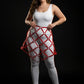 Plus Size Red Studded Lattice Cage Skirt by HarnessClub, vegan leather body harness