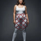 Plus-size red studded lattice cage skirt with vegan leather body harness