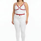 Plus-size red vegan leather bralette harness with o-ring waist belt by HarnessClub (2-piece set)