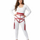 Plus Size Red Vegan Leather Waist and Thigh Harness with tassel fringe by HarnessClub.