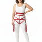Plus Size Red Vegan Leather Waist Harness by HarnessClub with tassel fringe