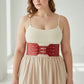 Plus-size red wide buckle corset belt in vegan leather waist cincher