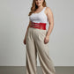 Plus-size red wide triple-buckle corset belt, vegan leather waist accessory