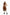 Plus-size tan vegan leather fringe capelet with belted long skirt, 2-piece set