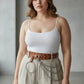 Plus Size Tan Grommet Belt with O-Ring and Chain Detail by HarnessClub, vegan leather