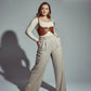 Plus-Size Tan Shoulder-Strap Corset Harness by HarnessClub, vegan leather under-bust waist piece