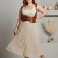 Plus-size tan shoulder-strap corset vest with vegan leather double-buckle waist harness