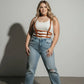 Plus Size Tan Strappy Body Harness by HarnessClub with vegan leather choker and multiple buckles