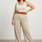 Plus-size tan leather wide waist belt with double buckles by HarnessClub