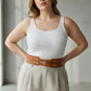 Plus Size Tan Wide Double-Buckle Leather Waist Belt by HarnessClub