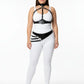 HarnessClub plus-size underbust vegan leather harness with asymmetric sash hip belt, black two-piece set