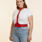 Plus Size Vegan Leather Corset Harness by HarnessClub; red belt-style festival body accessory