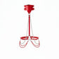 HarnessClub red chain-drape hip harness in vegan leather with silver chains