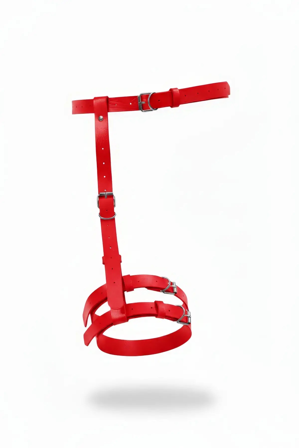 Kırmızı jartiyer harness, HarnessClub, suni deri, ayarlanabilir toka