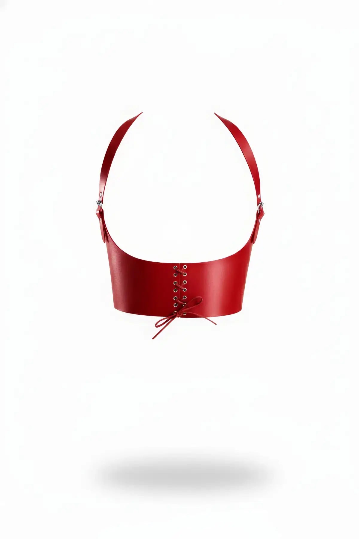 HarnessClub red vegan leather lace-up halter underbust corset bustier