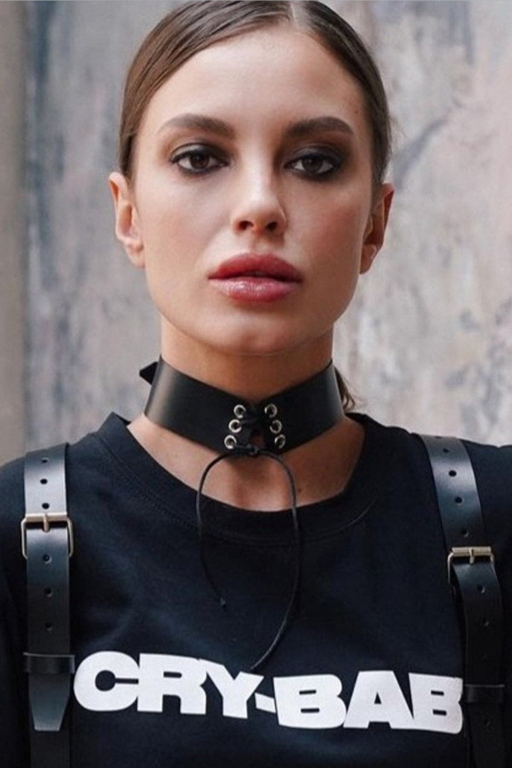 Stylish Leather Choker Leash with Drawstring Tie