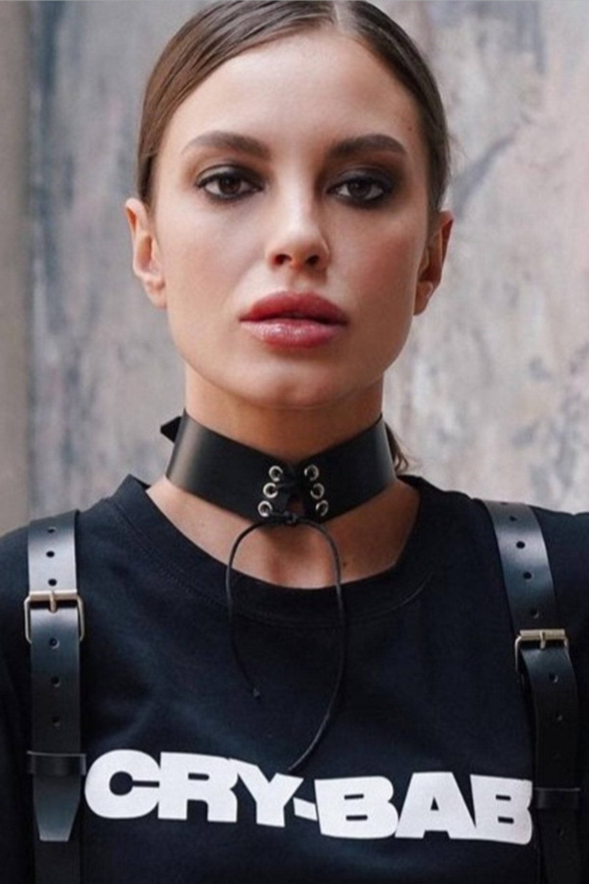 Stylish Leather Choker Leash with Drawstring Tie