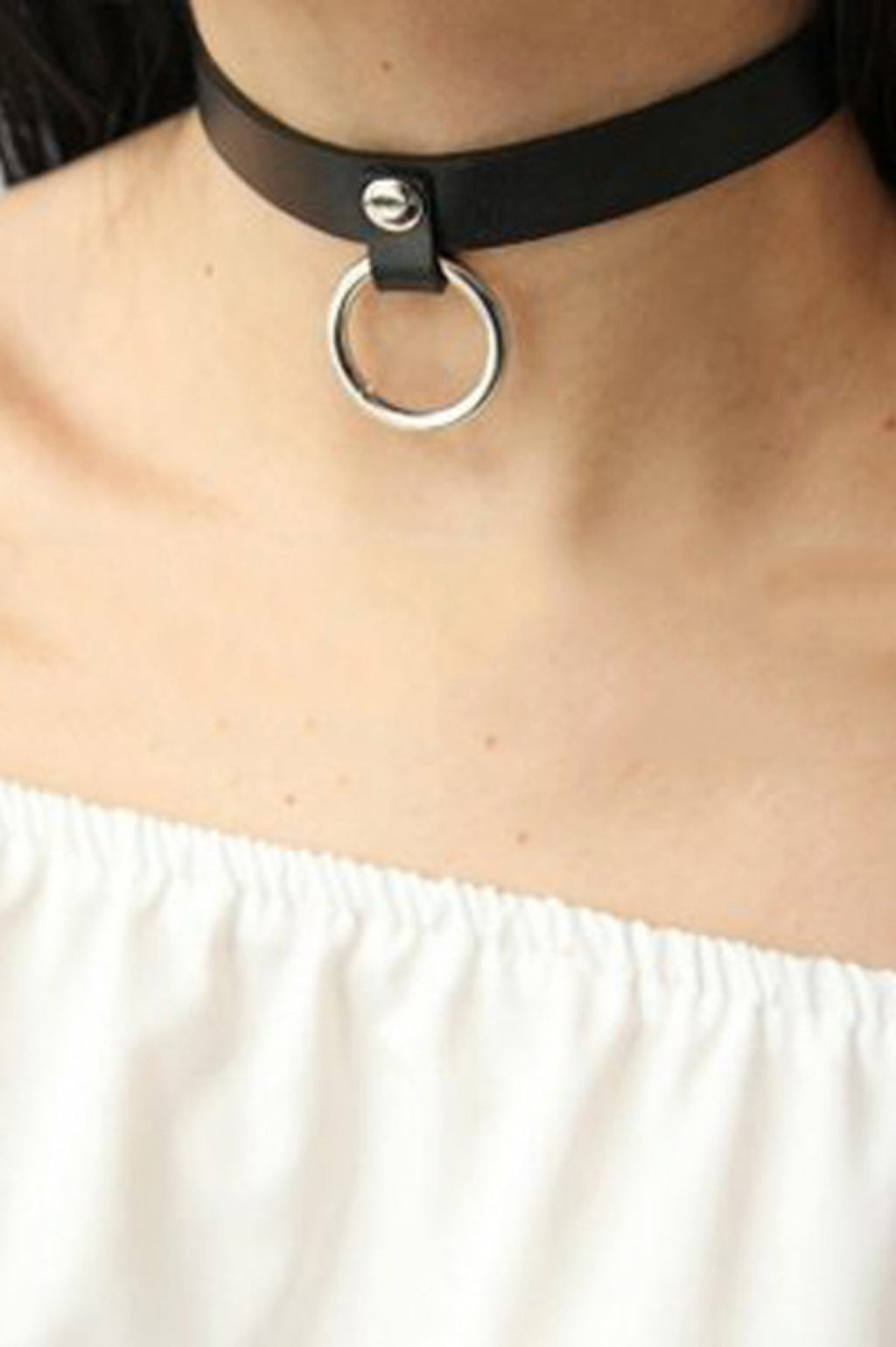 Stylish Leather Choker Leash with Ring