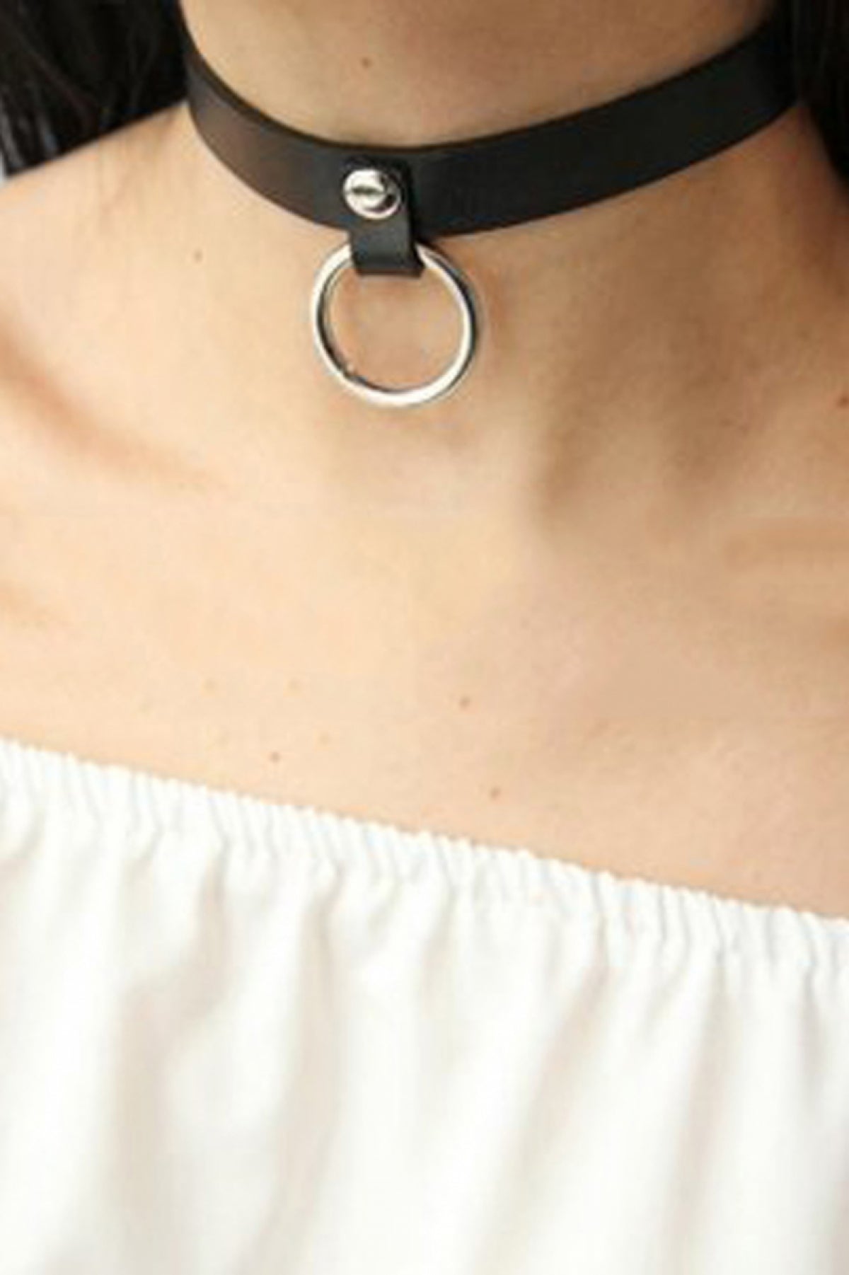 Stylish Leather Choker Leash with Ring