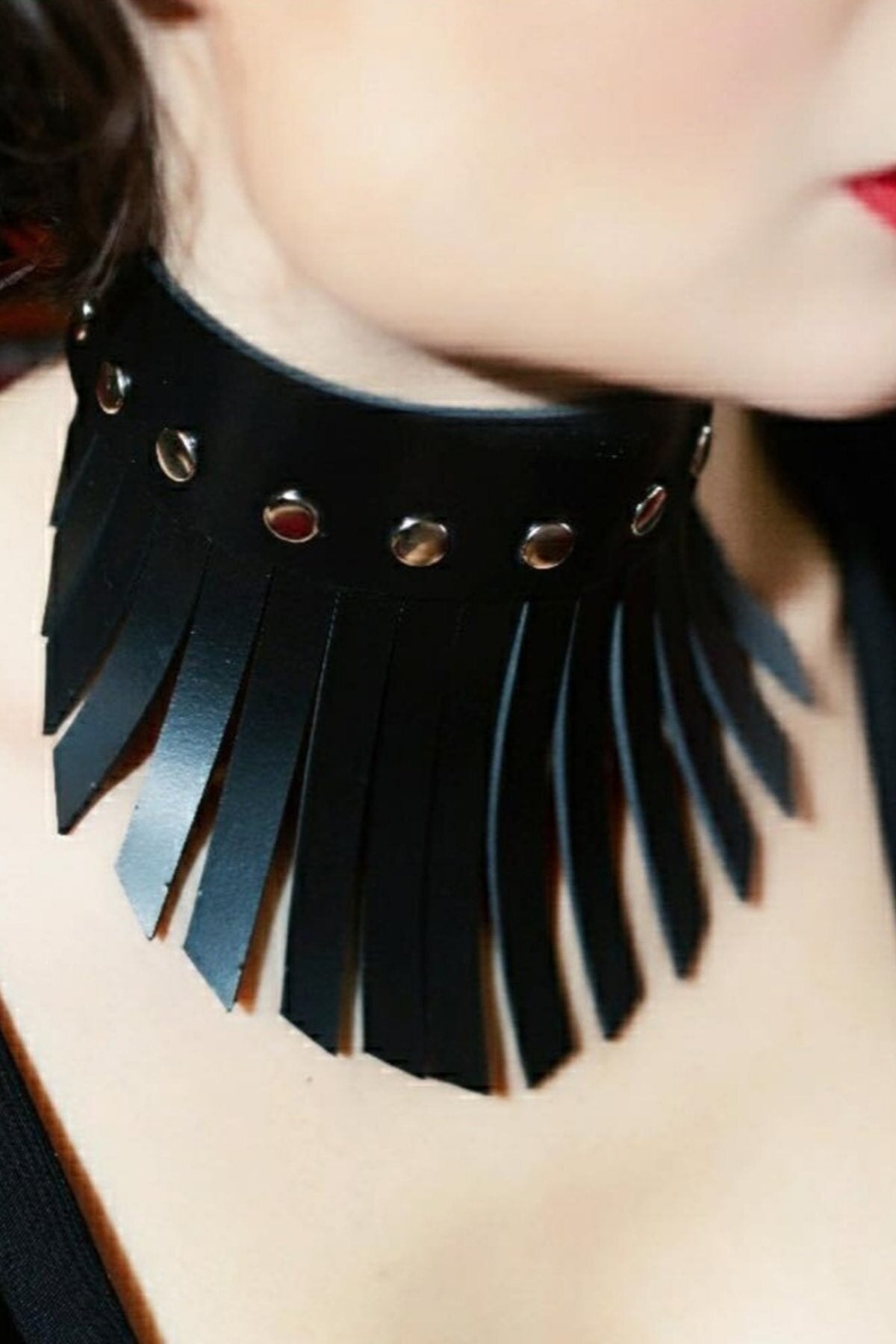 Stylish Leather Choker Leash with Tassel